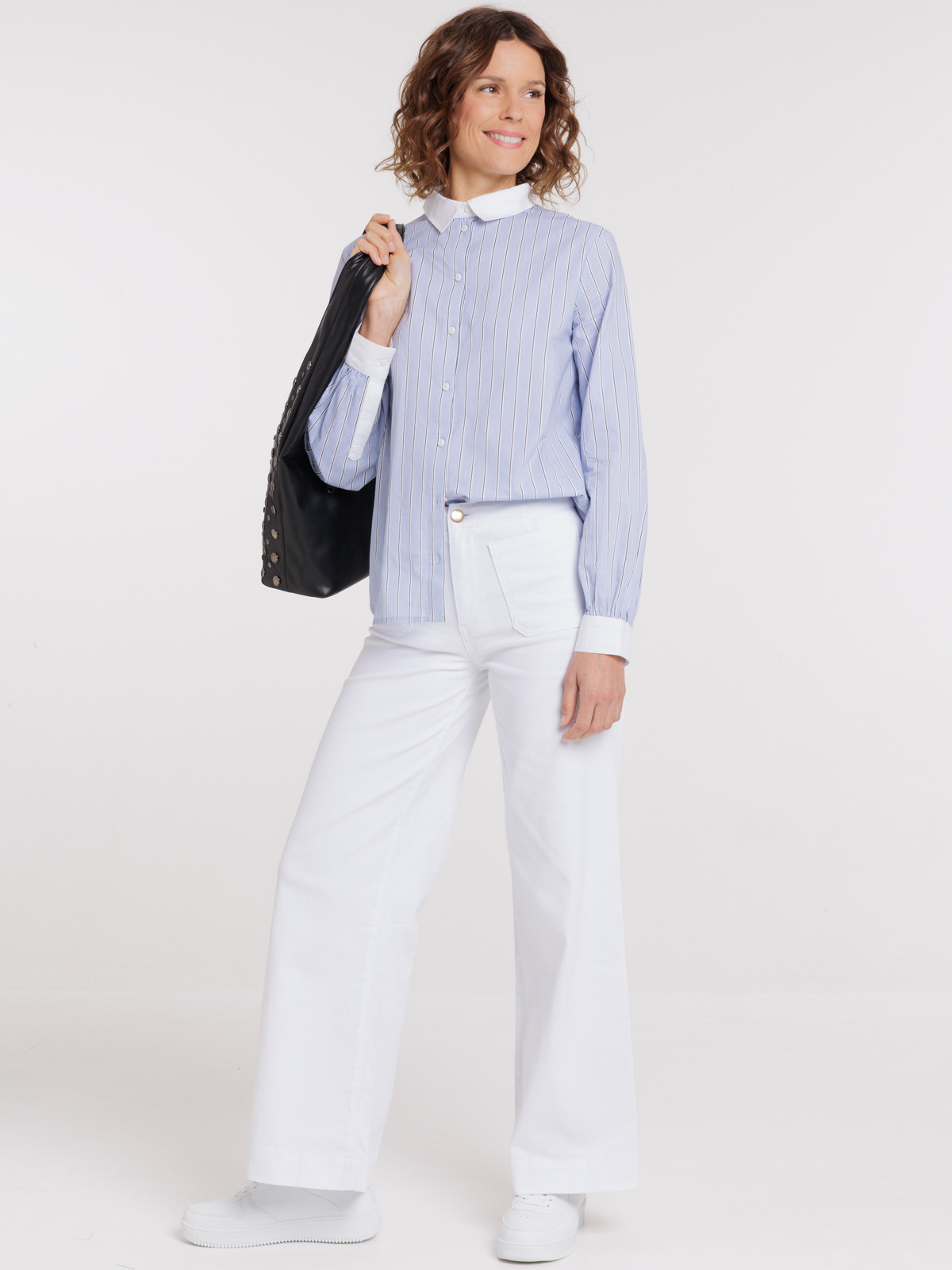 Chemise rayée col contrasté femme