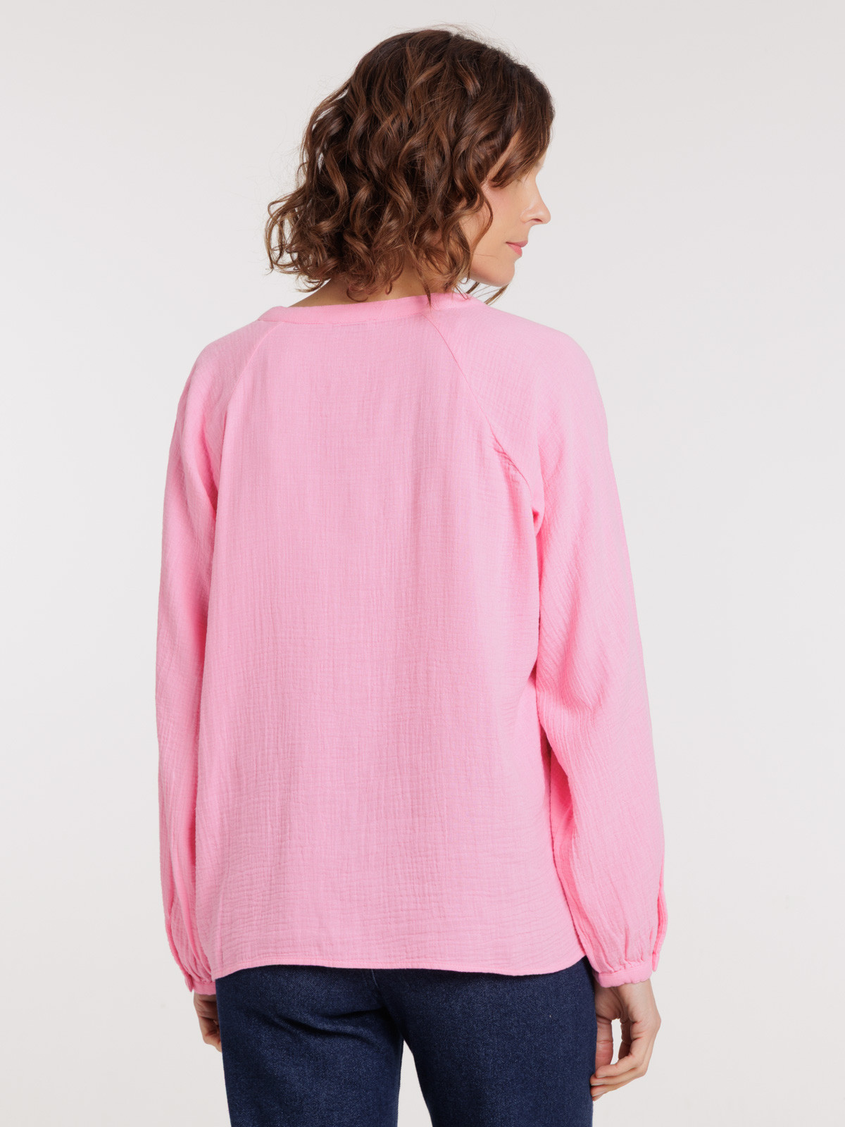 Chemise col tunisien bubble pink femme Chemise col tunisien bubble pink femme