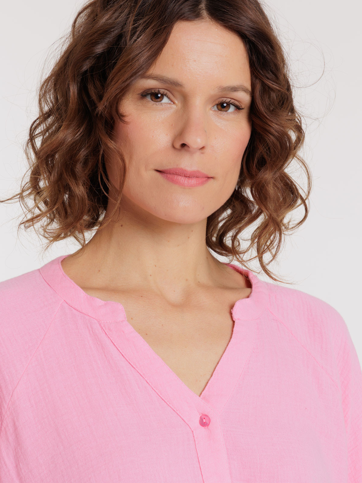 Chemise col tunisien bubble pink femme Chemise col tunisien bubble pink femme
