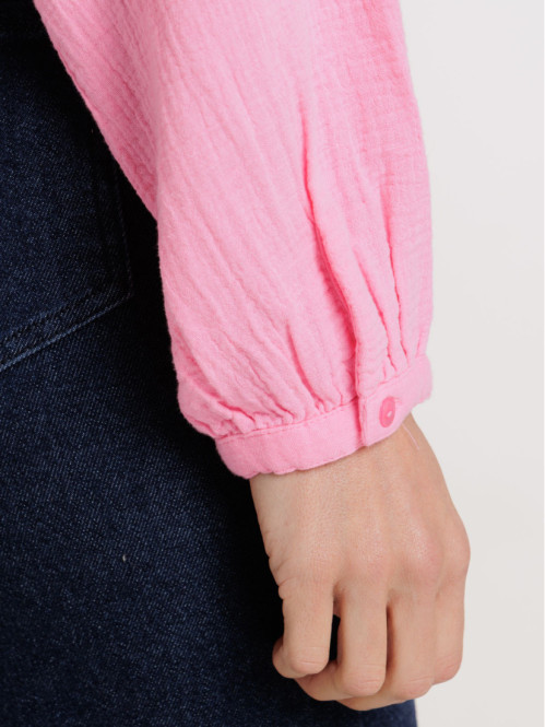 Chemise col tunisien bubble pink femme Chemise col tunisien bubble pink femme