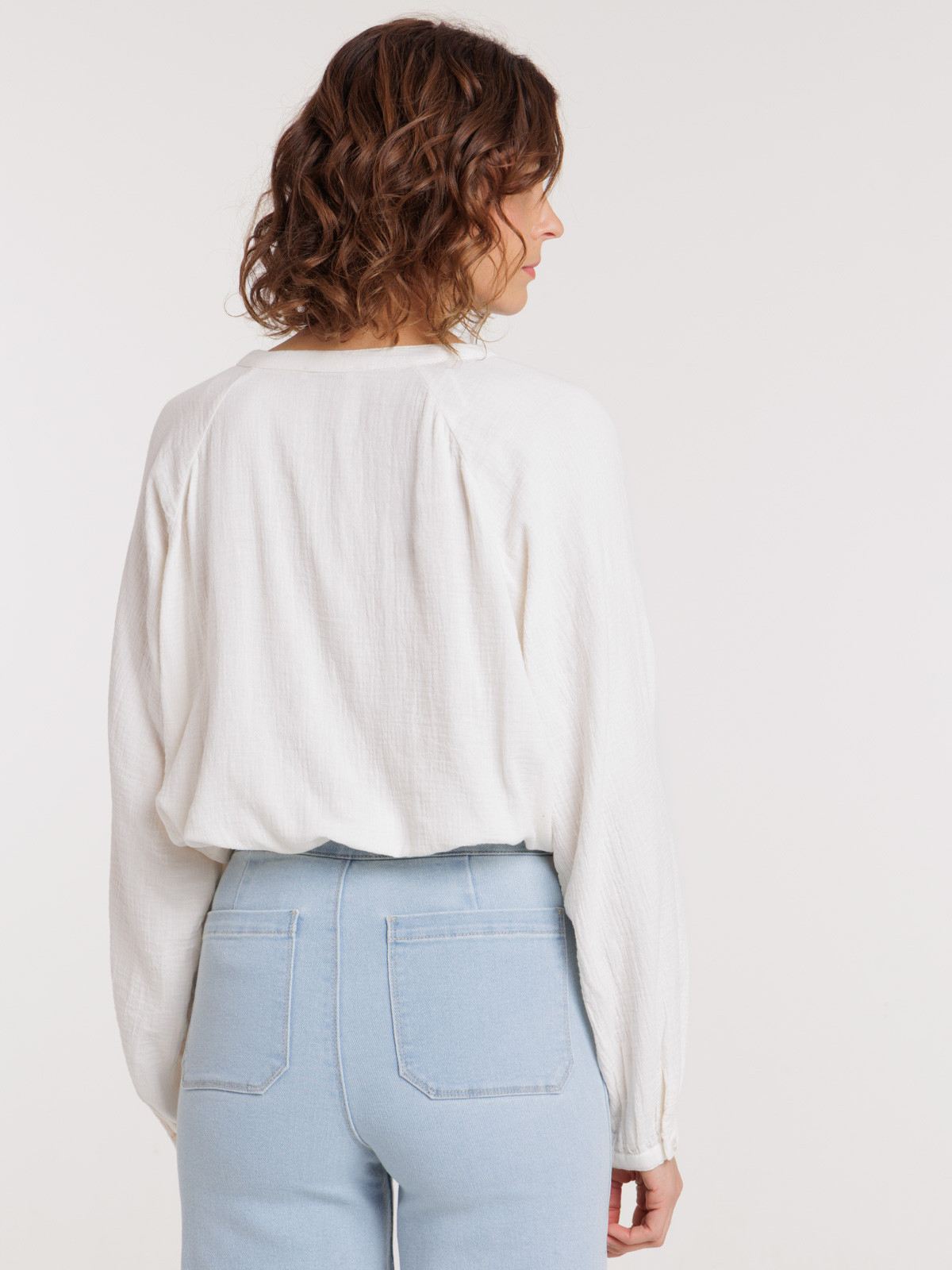 Chemise col tunisien coquille femme