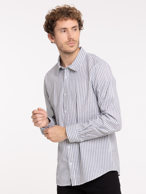 Chemise rayée grise homme