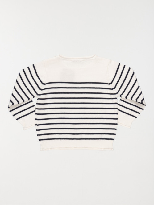 Pull rayé blanc bébé (3-36M)