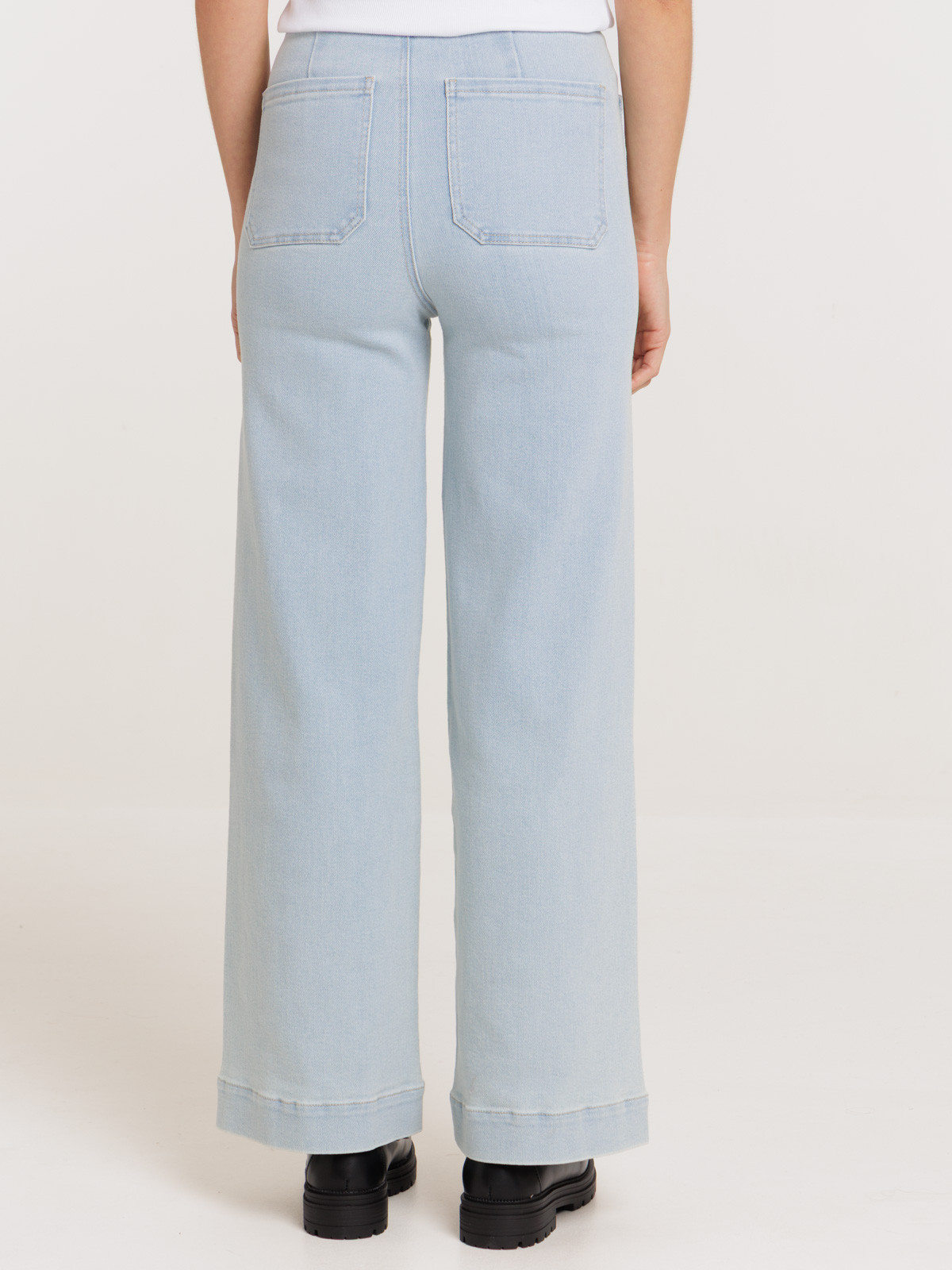 Jean wide leg bleach denim femme