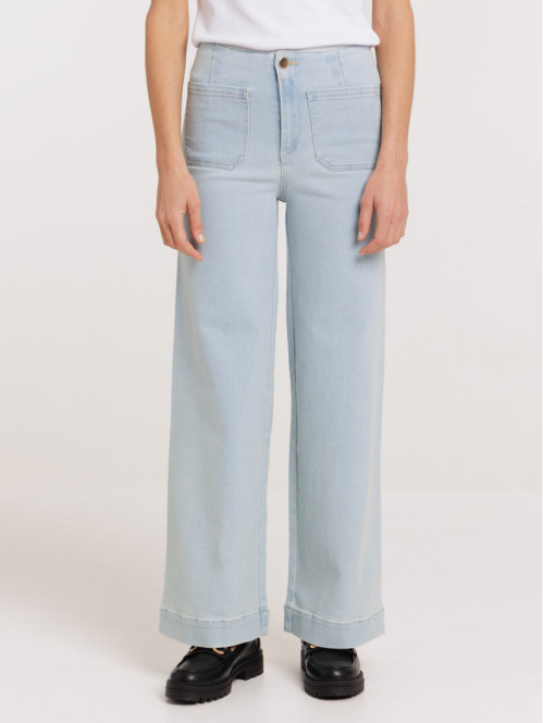 Jean wide leg bleach denim...