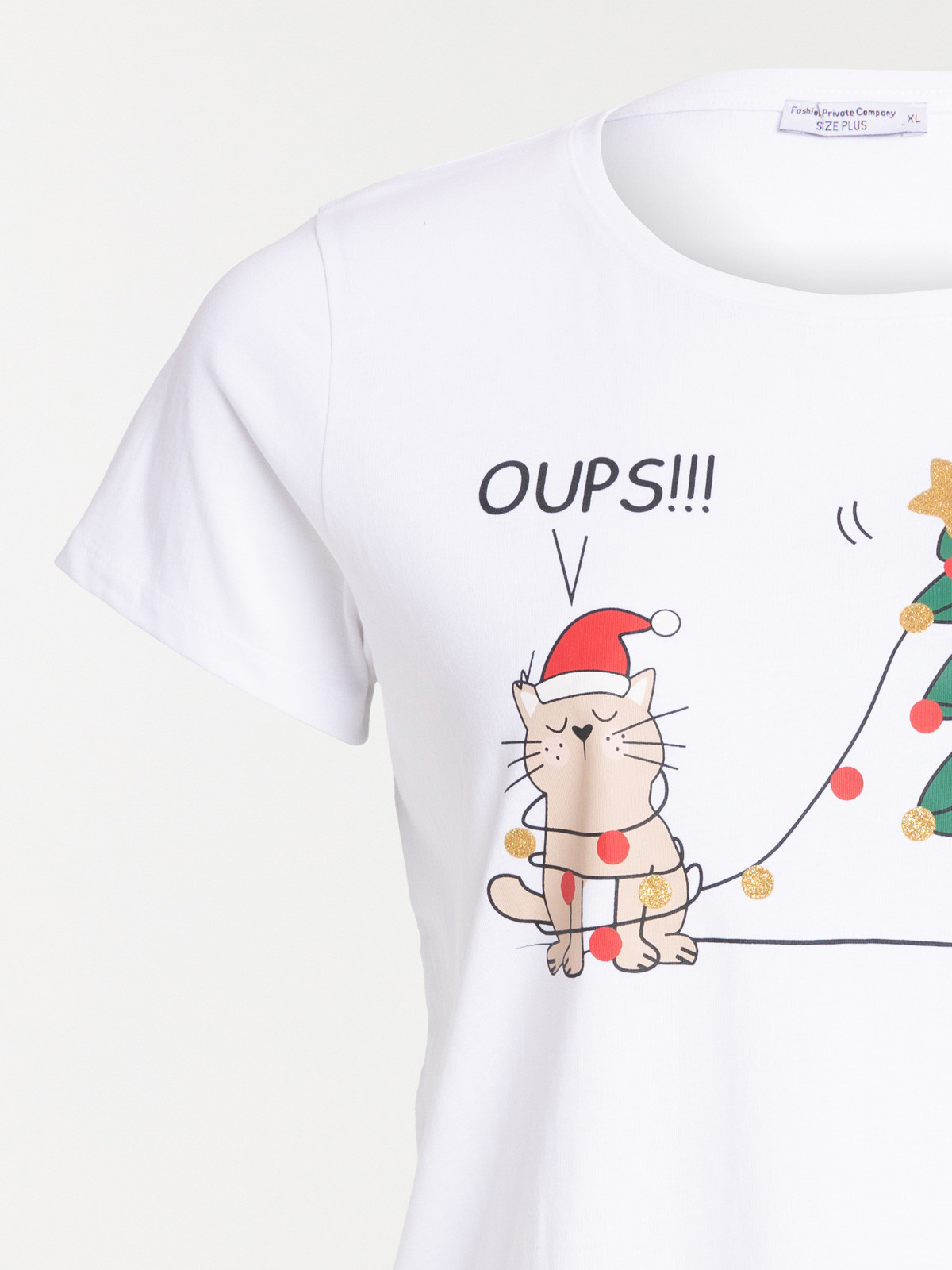 Tee-shirt chat Noël grande taille femme