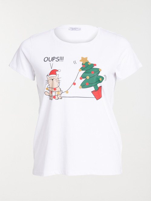 Tee-shirt chat Noël grande...