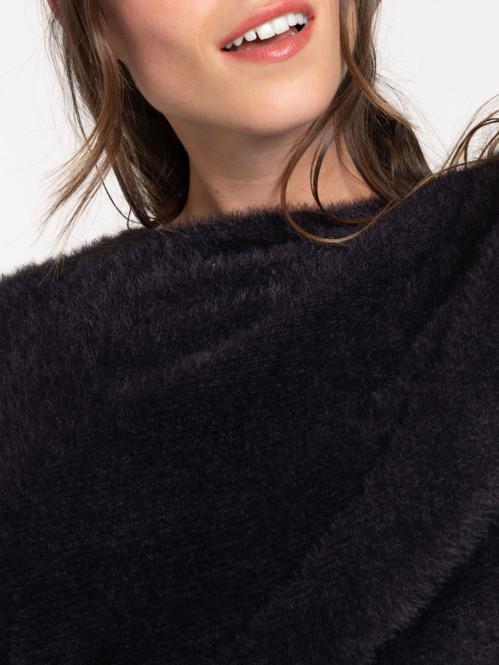 Pull col rond noir femme
