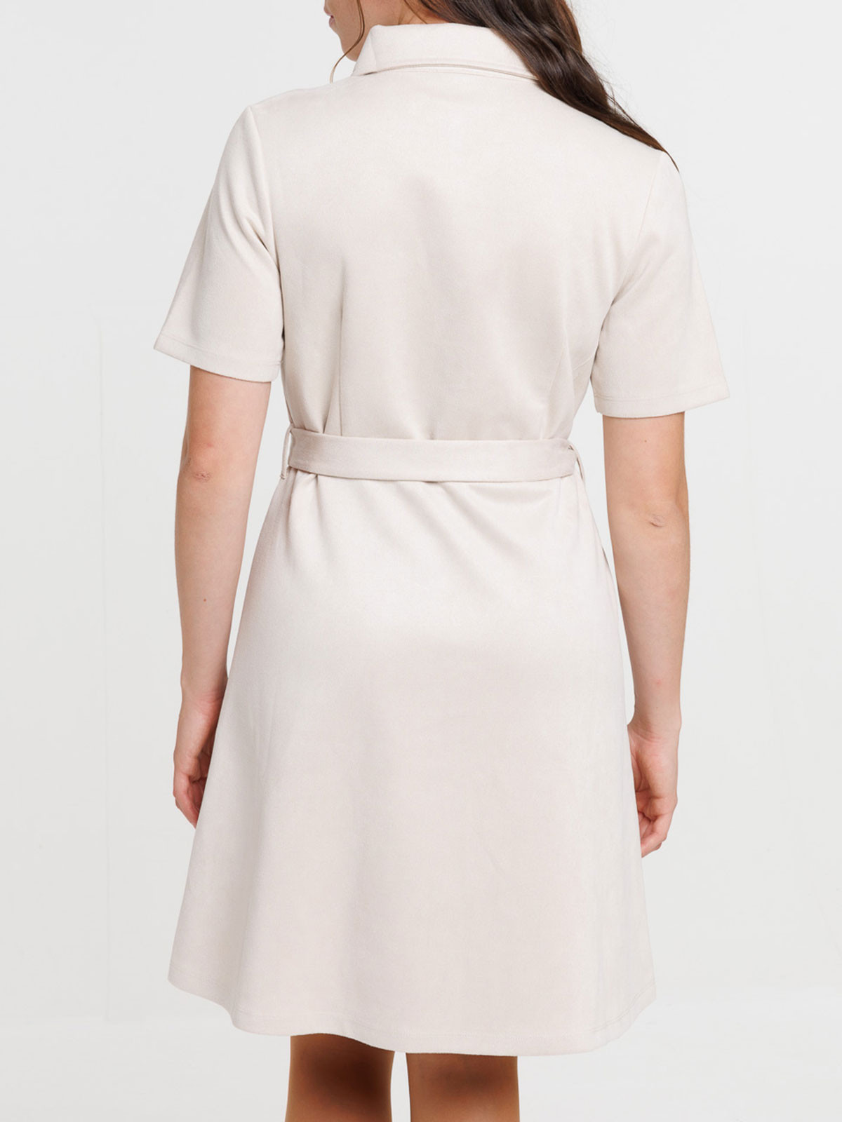 Robe chemise suédine crème grisée femme Robe chemise suédine crème grisée femme