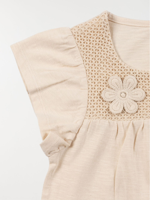 T-shirt fleurs en relief...