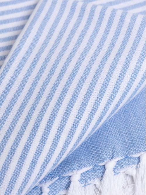 Fouta rayée bleue 80 x 150 cm