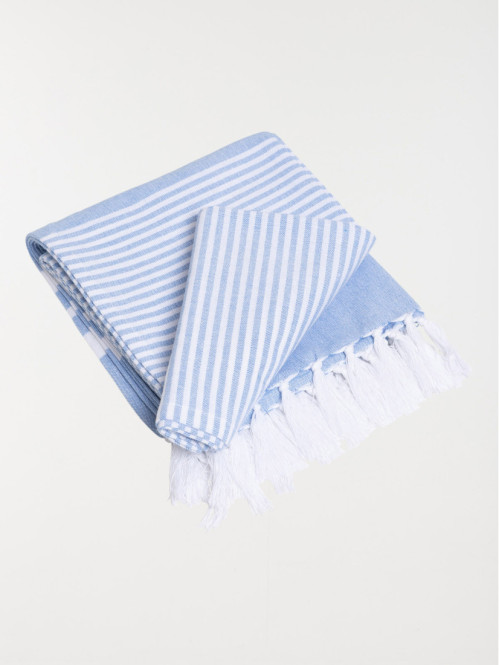 Fouta rayée bleue 80 x 150 cm
