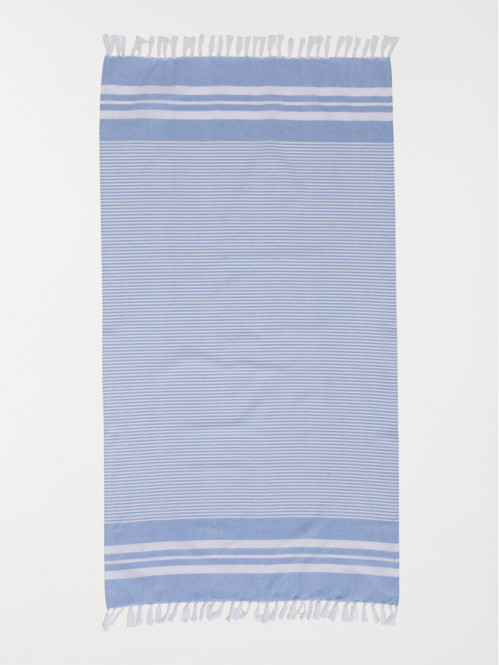 Fouta rayée bleue 80 x 150 cm