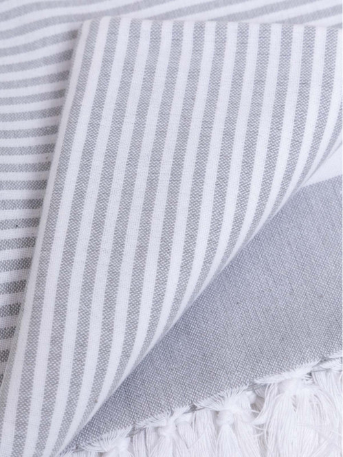 Fouta rayée grise 80 x 150 cm