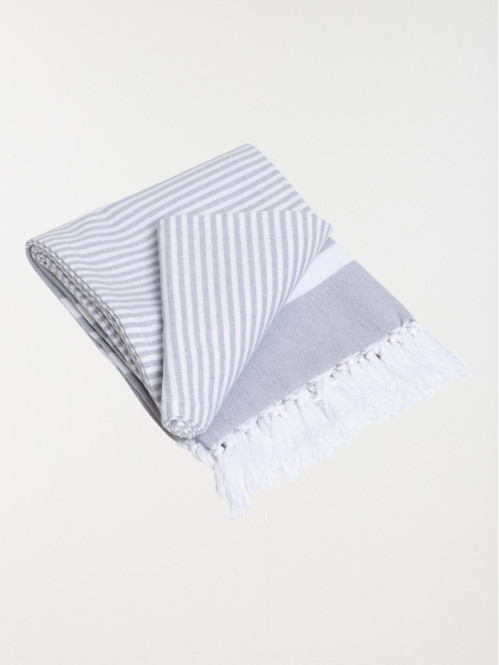 Fouta rayée grise 80 x 150 cm