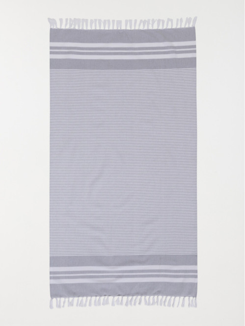 Fouta rayée grise 80 x 150 cm