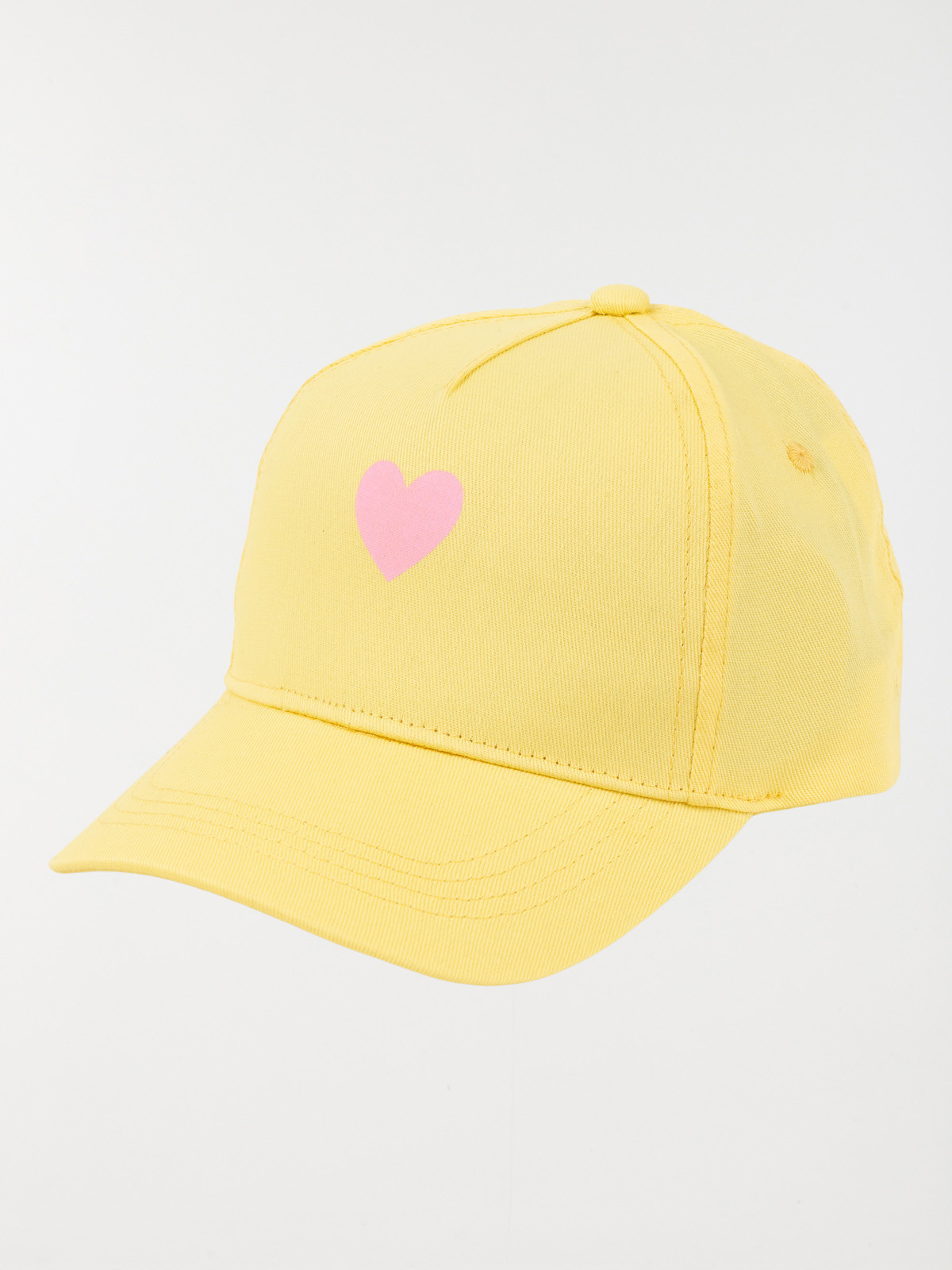 Casquette jaune clair coeur rose fille Casquette jaune clair coeur rose fille