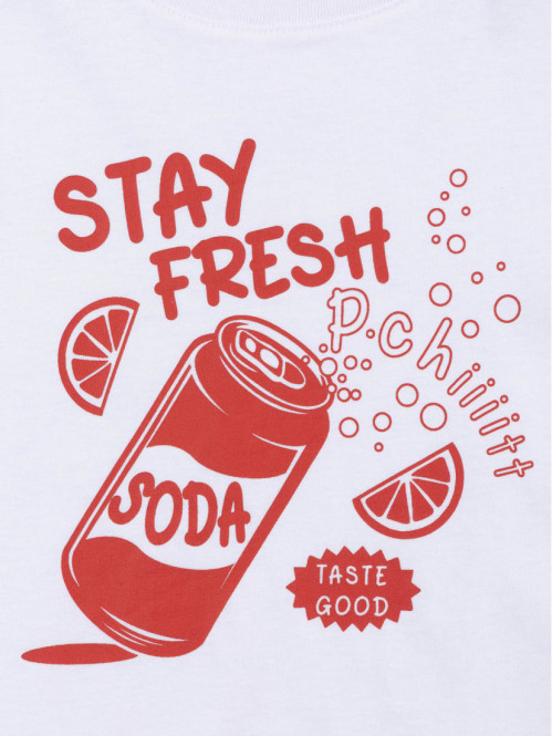 T-shirt blanc motif soda...