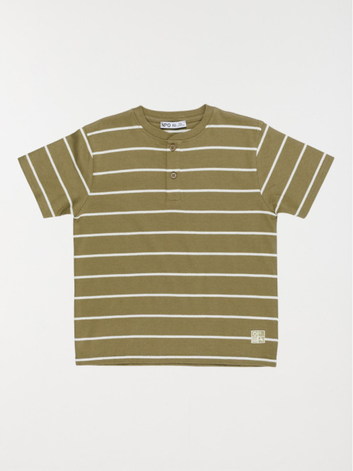 T-shirt col rond boutonné...