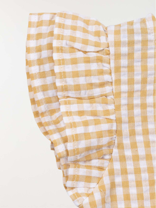 Blouse vichy fleur brodée...