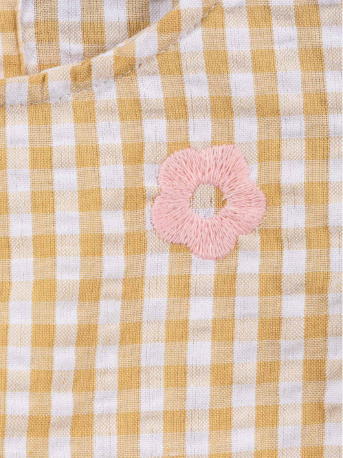 Blouse vichy fleur brodée...