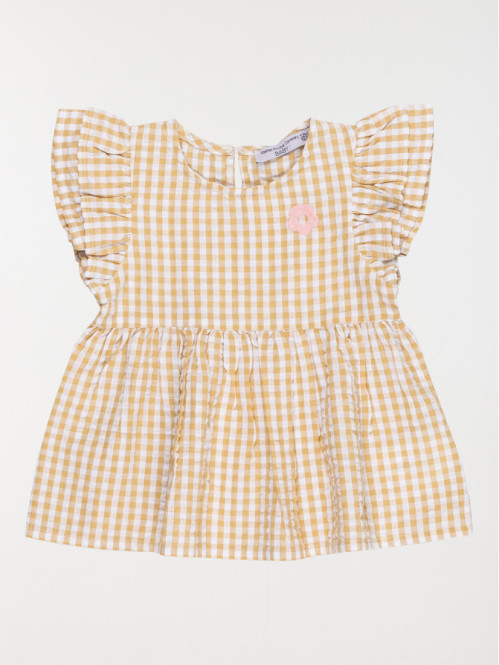 Blouse vichy fleur brodée...