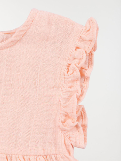 Robe unie pivoine fille...