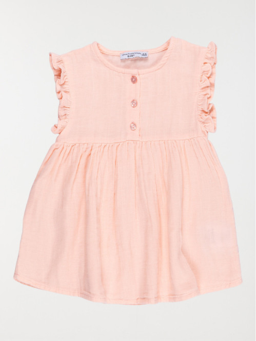 Robe unie pivoine fille...