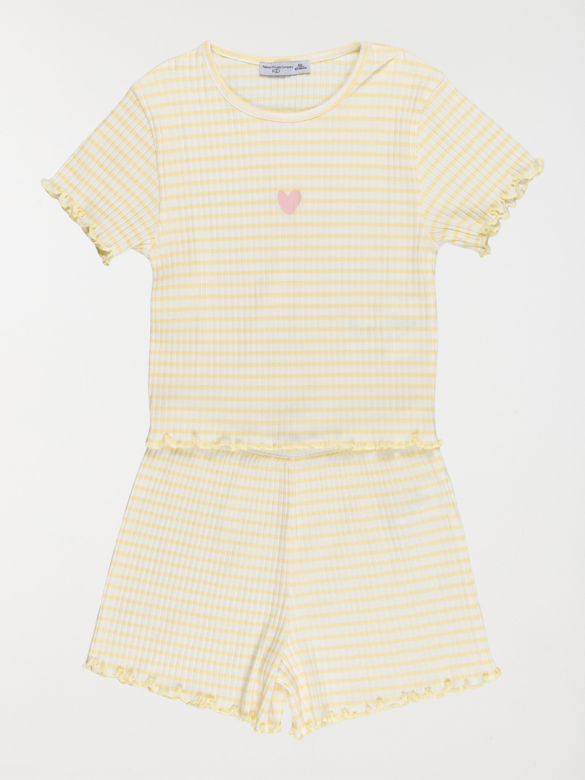 Pyjashort rayé et coeur fille (3-12A)