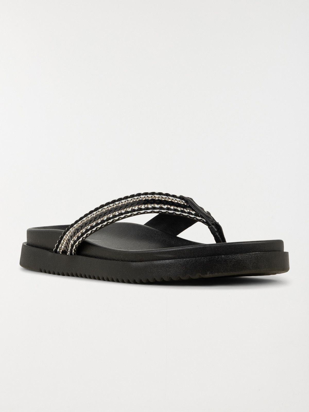 Tong strass coloris noir femme (36-41) Tong strass coloris noir femme (36-41)