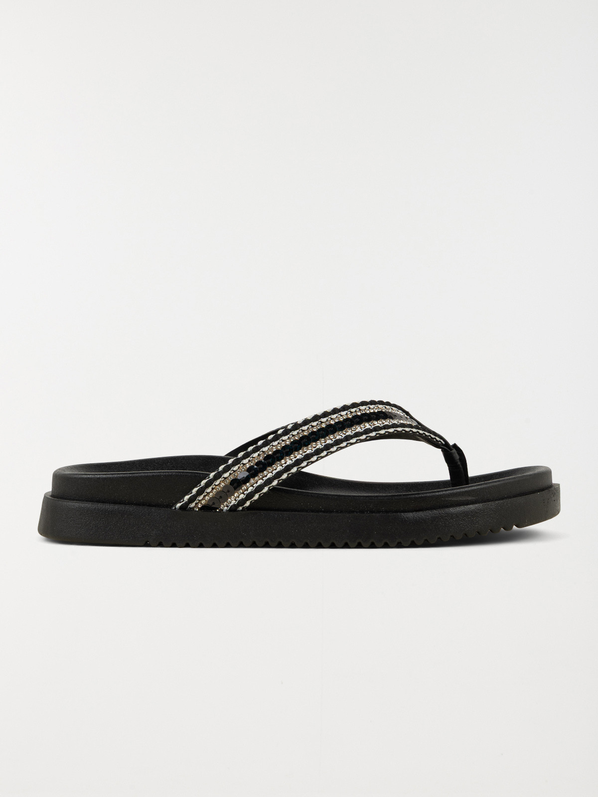 Tong strass coloris noir femme (36-41) Tong strass coloris noir femme (36-41)