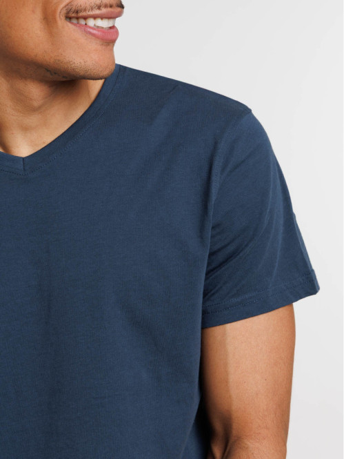 Tee-shirt col V bleu nuit...