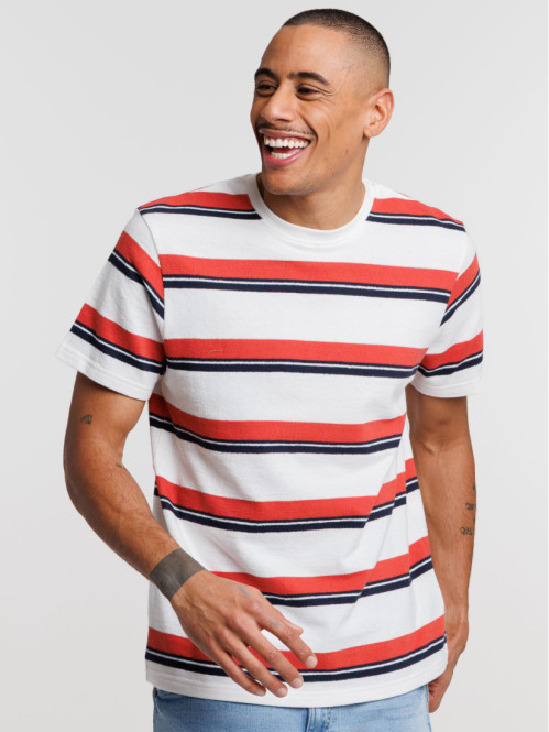 T-shirt rayé en coton homme