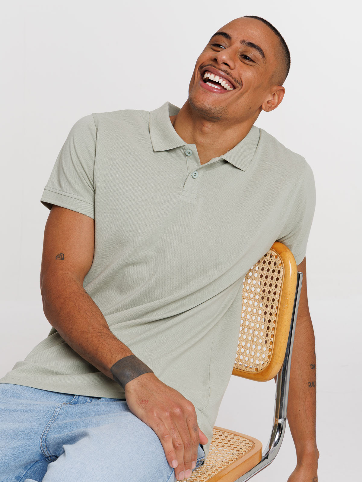 Polo basique coloris sauge homme