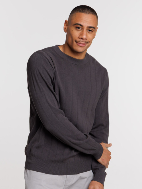 Pull fin col rond homme
