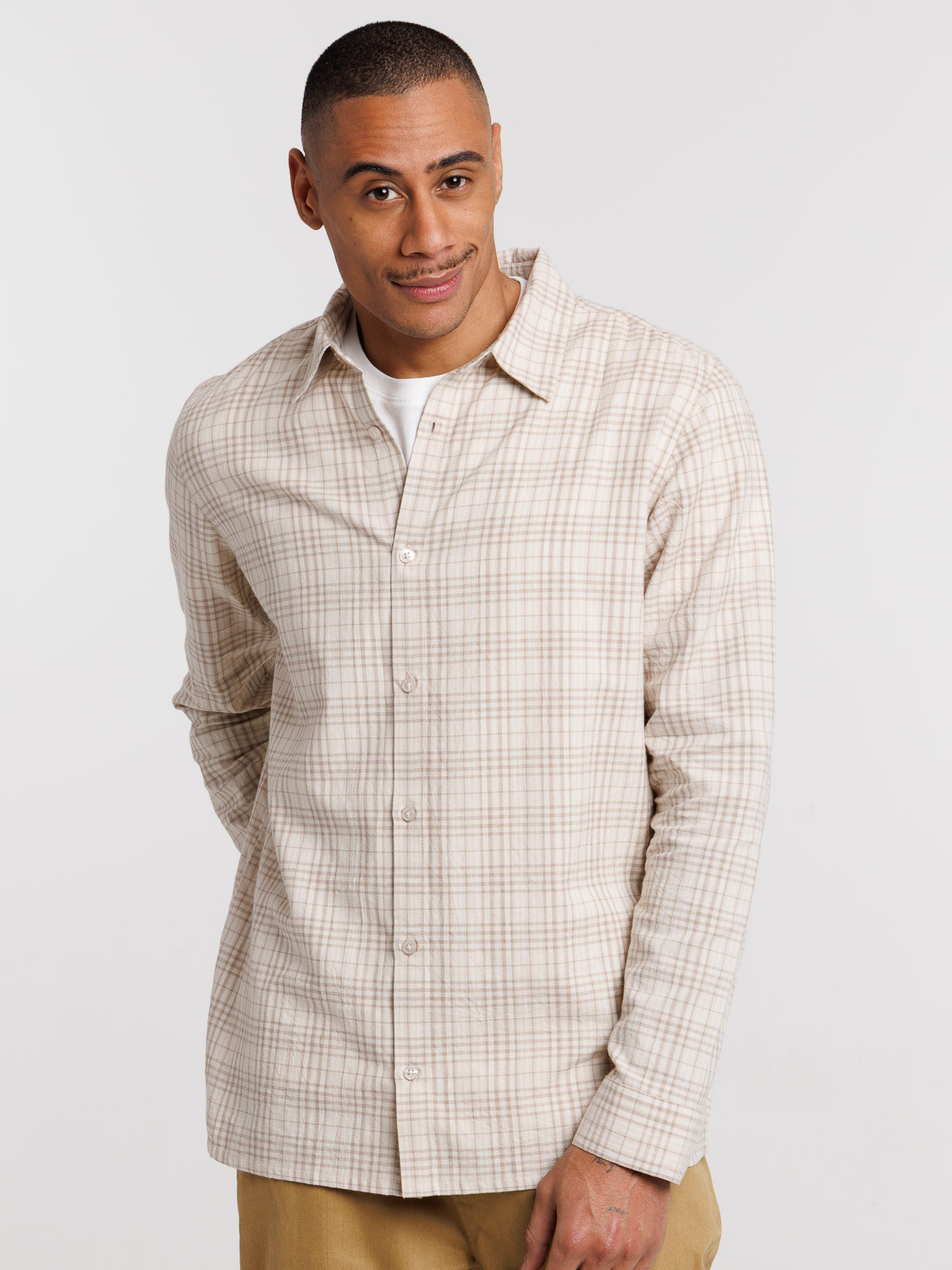 Chemise à carreaux lin homme