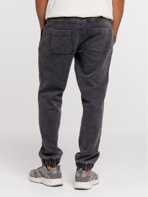 Pantalon élastiqué noir homme