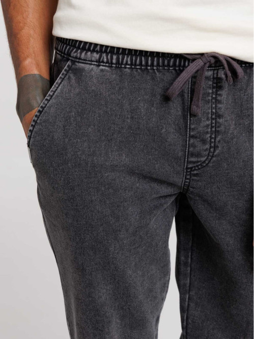 Pantalon élastiqué noir homme
