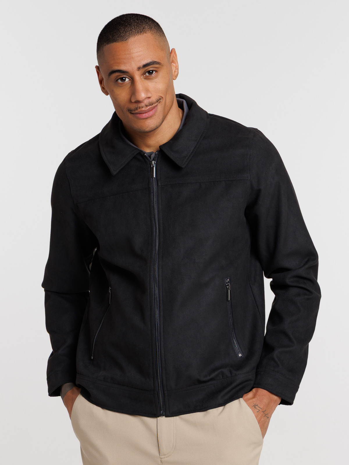 Blouson zippé suédine homme