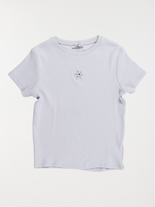 T-shirt fille côtelé soleil...