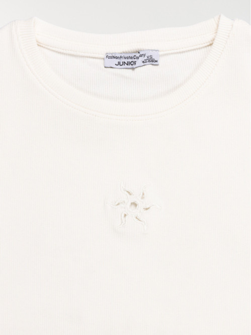 T-shirt côtelé soleil fille...