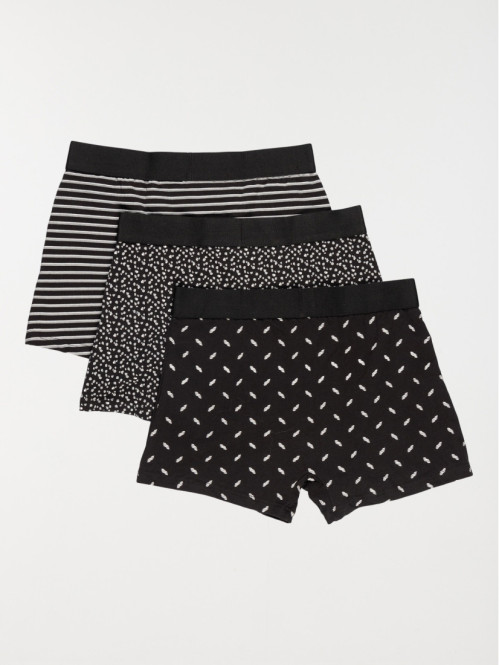 Lot de 3 boxers imprimés noirs homme