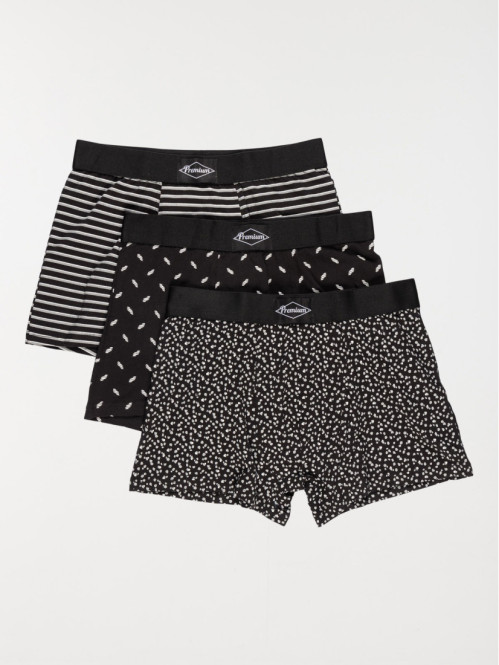 Lot de 3 boxers imprimés noirs homme