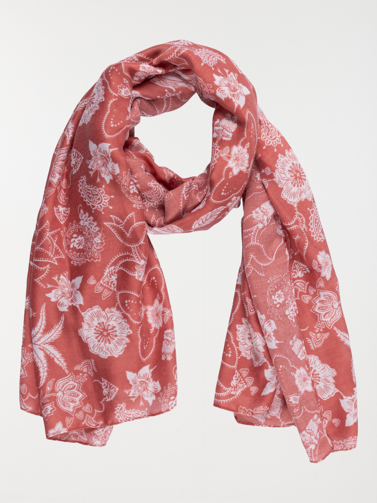 Foulard fleuri femme terre de sienne