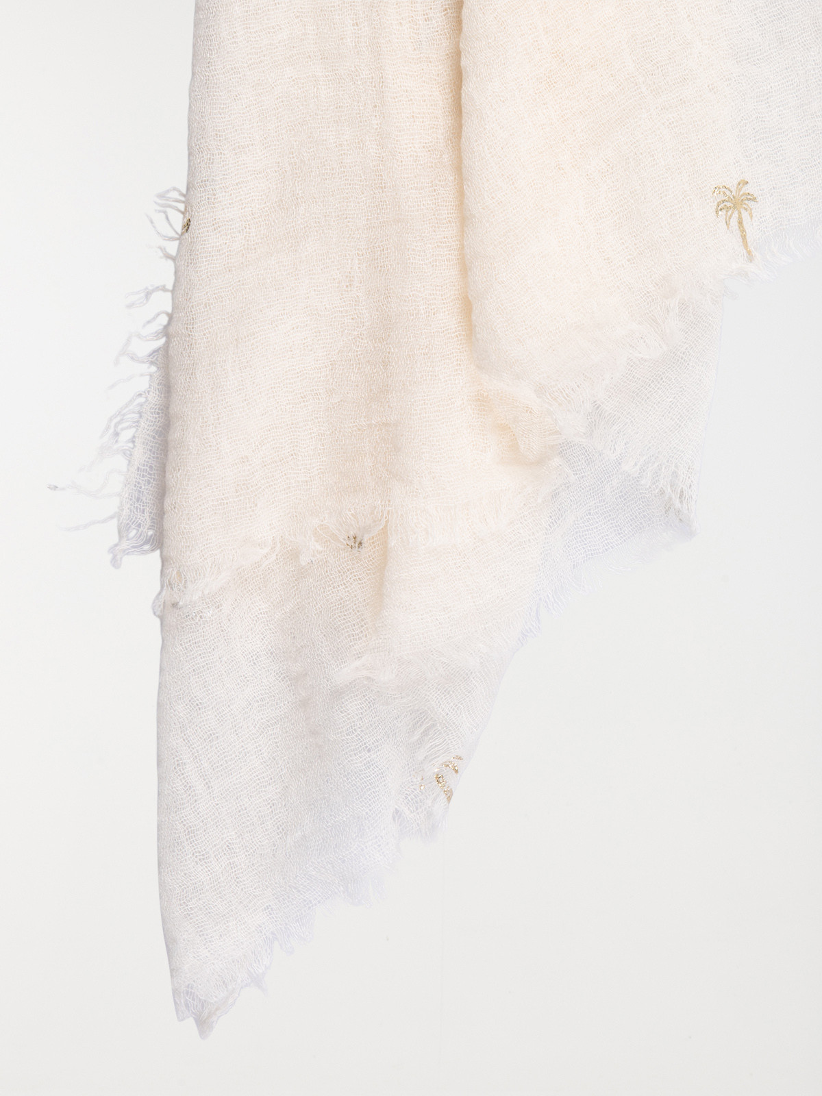 Foulard écru palmier doré femme Foulard écru palmier doré femme