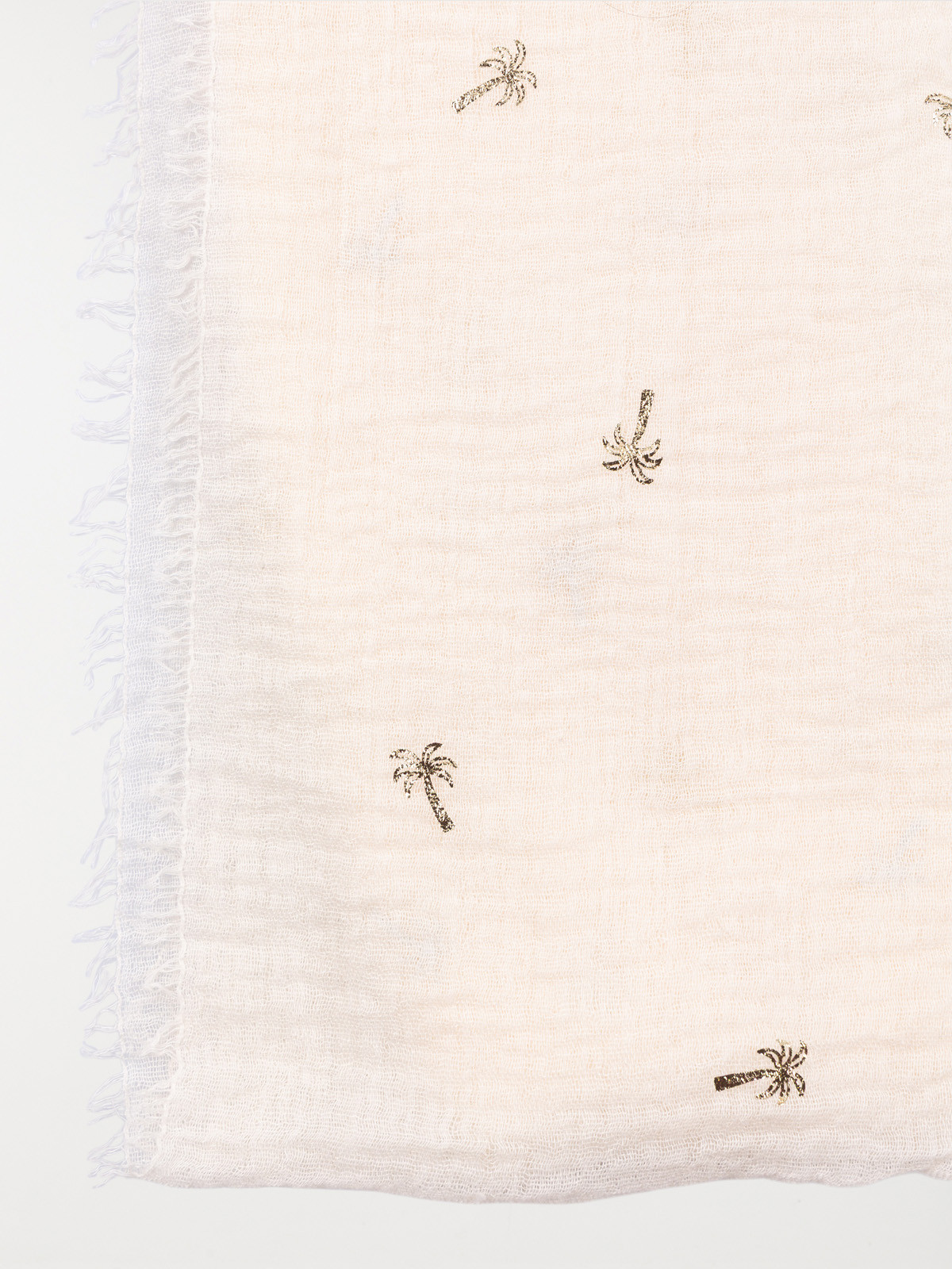 Foulard écru palmier doré femme Foulard écru palmier doré femme