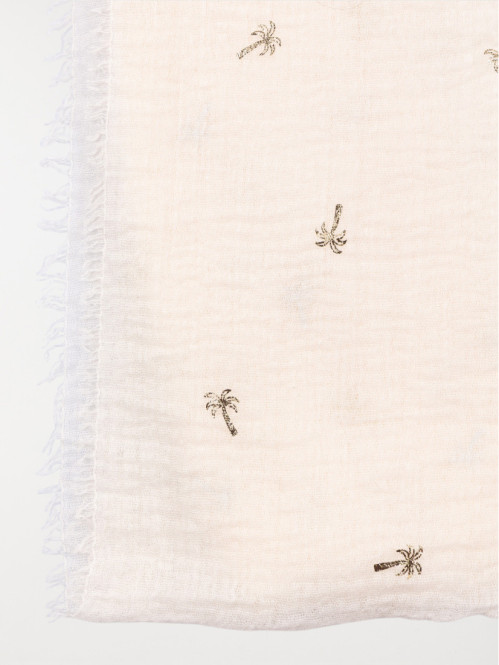 Foulard écru palmier doré...