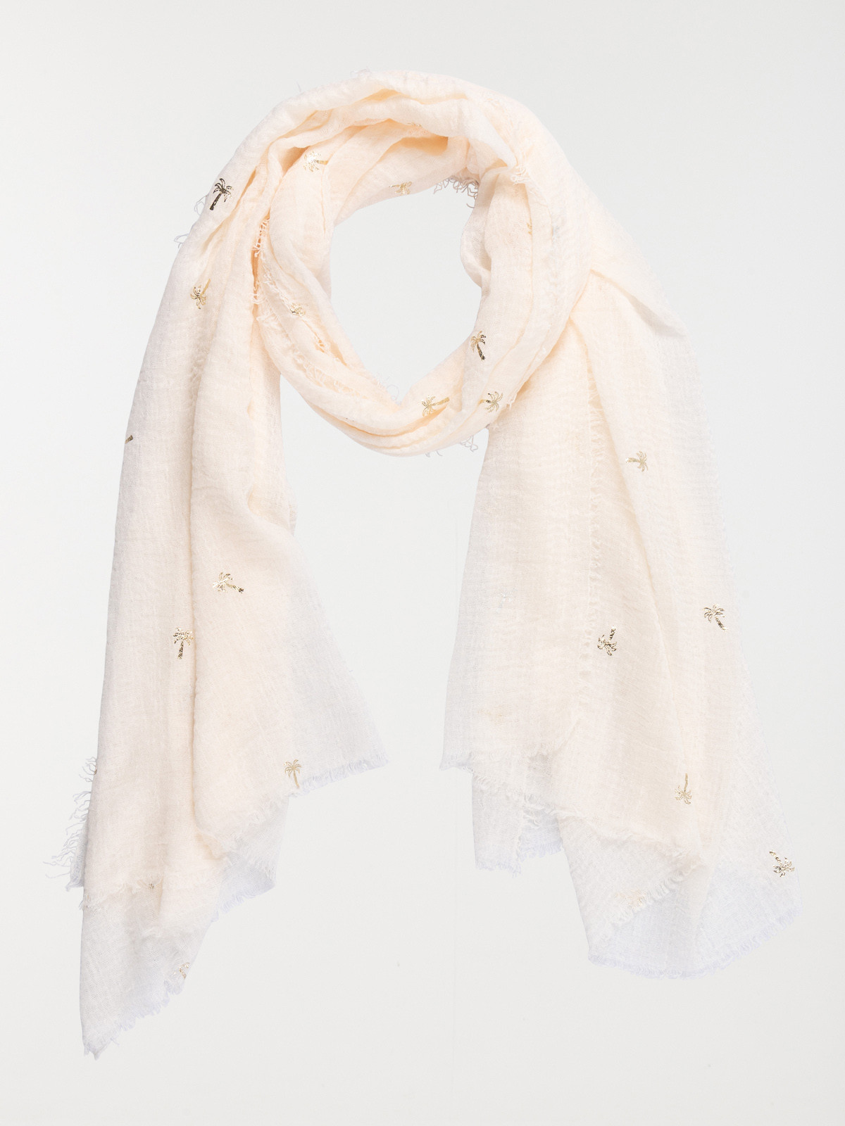 Foulard écru palmier doré femme Foulard écru palmier doré femme