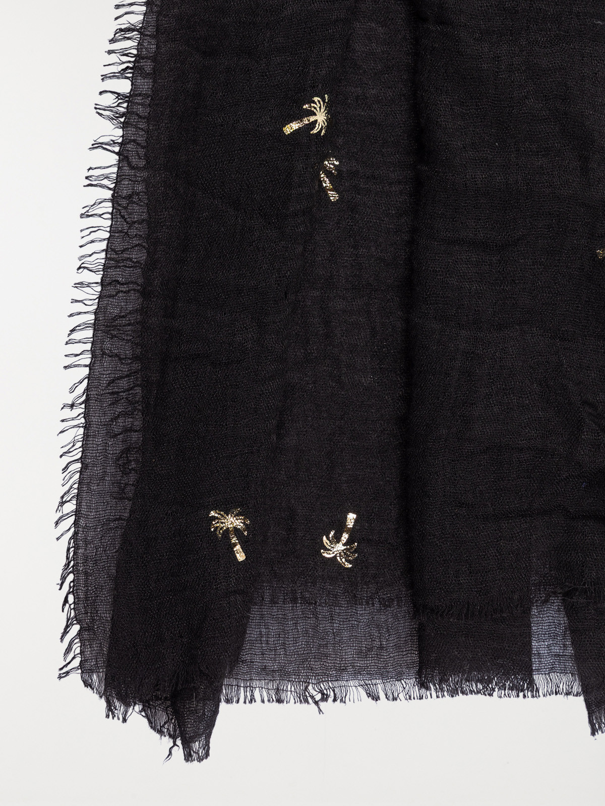 Foulard noir palmier doré femme Foulard noir palmier doré femme