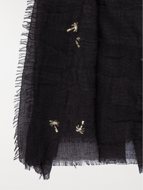 Foulard noir palmier doré...